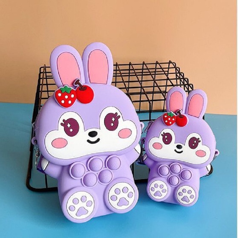 TÚI ĐEO CHÉO CHO BÉ GÁI HÌNH THỎ,HÌNH GẤU CUTE, TÚI DA SILICON ĐỰNG LIXI CHƠI TẾT CHO CÁC BÉ
