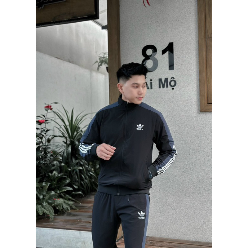 Bộ quần áo Adidas gió lót lông siêu ấm AeShop MK4443, set gió thu đông kéo khoá dài tay 2 lớp túi khoá rộng mẫu mới 2023