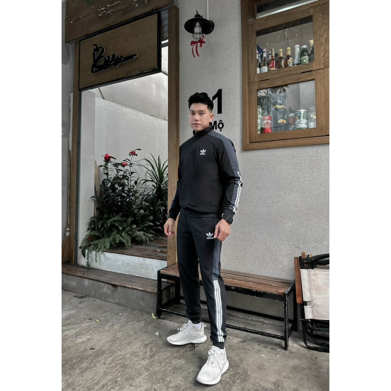 Bộ quần áo Adidas gió lót lông siêu ấm AeShop MK4443, set gió thu đông kéo khoá dài tay 2 lớp túi khoá rộng mẫu mới 2023