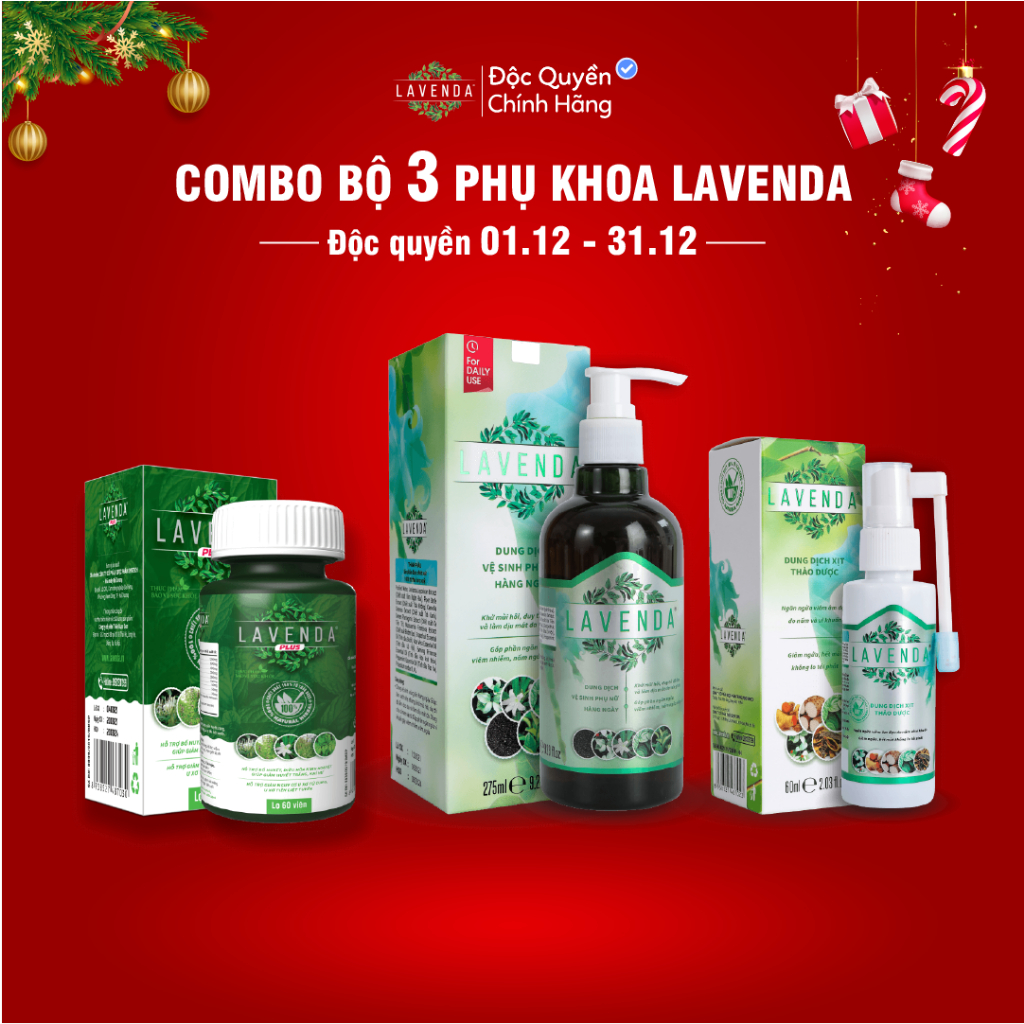 Combo bộ 3 LAVENDA xóa sổ khí hư, huyết trắng, nấm ngứa (1 xịt Lavenda 60ml + 1 rửa Lavenda 275ml + 1 Lavenda Plus 50g)