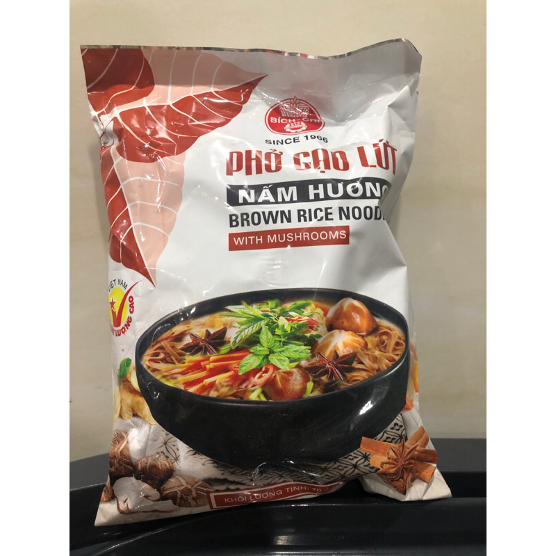 10 Gói Phở Chay Gạo Lứt Nấm Hương Bích Chi 70g - Mì Phở Ăn Liền - Mì Phở Gạo Lứt