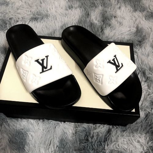 Dép lê quai ngang thời trang nam LV in nổi cao cấp-dép cao su LV êm chân boy phố