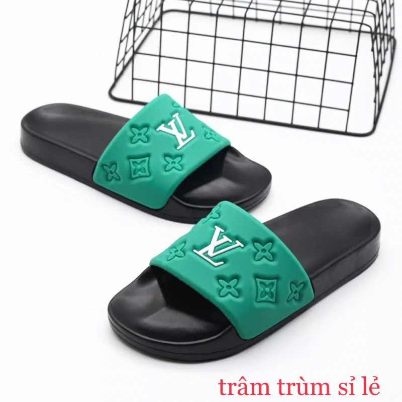 Dép lê quai ngang thời trang nam LV in nổi cao cấp-dép cao su LV êm chân boy phố