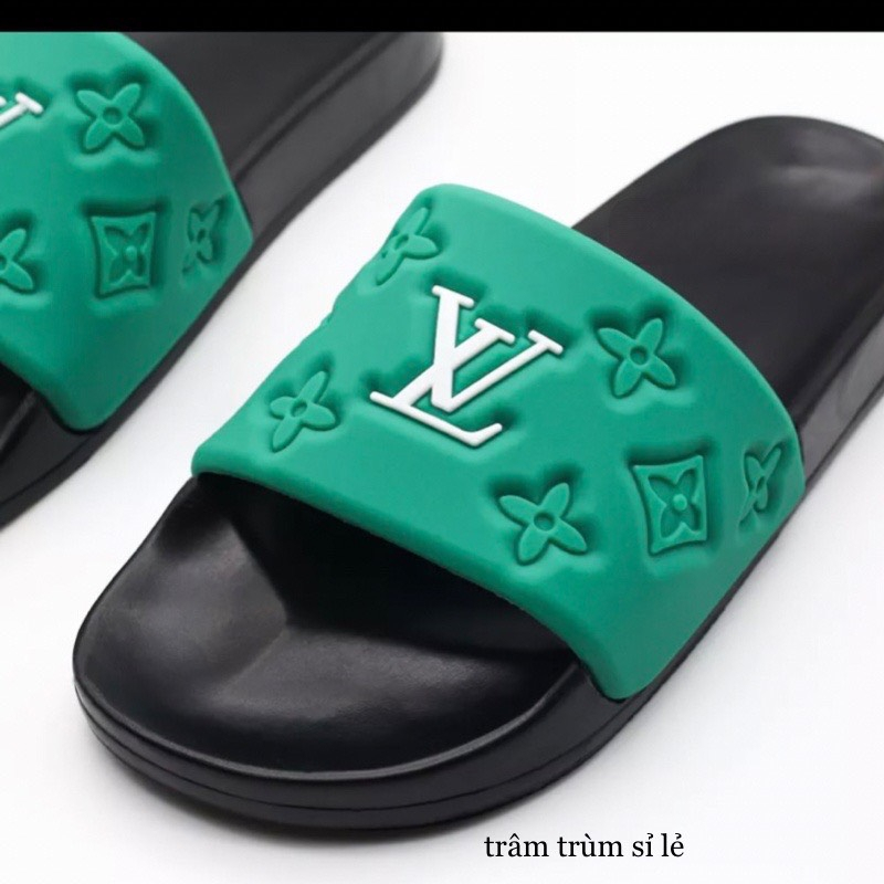 Dép lê quai ngang thời trang nam LV in nổi cao cấp-dép cao su LV êm chân boy phố