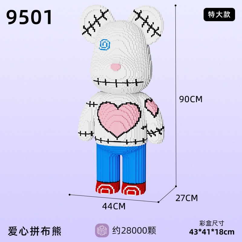 Xếp hình le.go bearbrick messi 90cm ô chữ bóng rổ Đồ chơi lắp ráp nano 3d  bear bricK cho bé