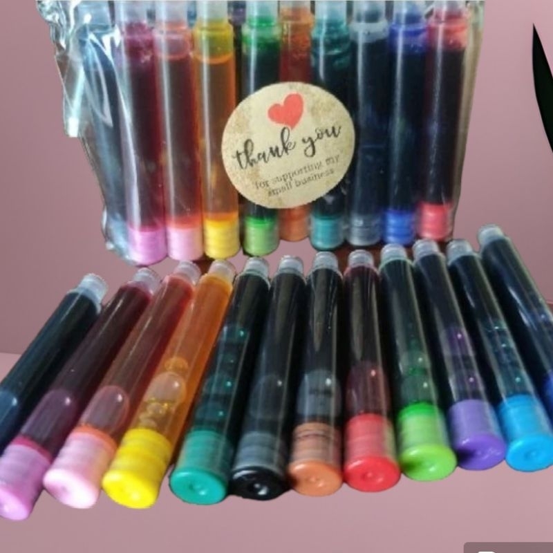 13 ống mực nhiều màu, dùng cho cả bút máy và bút lông _ 3.4mm