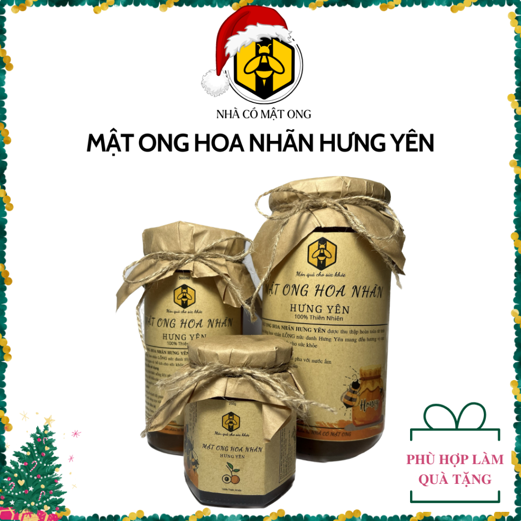 Mật ong nguyên chất hoa nhãn Hưng Yên 180ml/500ml/1000ml loại đặc biệt 100% tự nhiên lọ thủy tinh cao cấp làm quà tặng