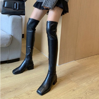 Bốt đùi cao trên gối chất da cao cấp gót vuông 4 phân như hình, boots da đùi fullbox  ( bắp chân to tăng size)
