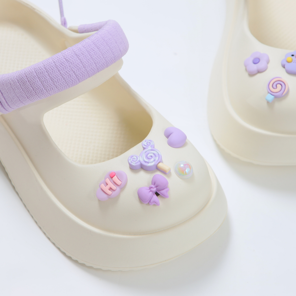 Dép cross sục nữ XIXITIAO  đế cao 5cm Charm + bộ dây Mayto kiểu sandal quai hậu dễ thương hot trend CS-15