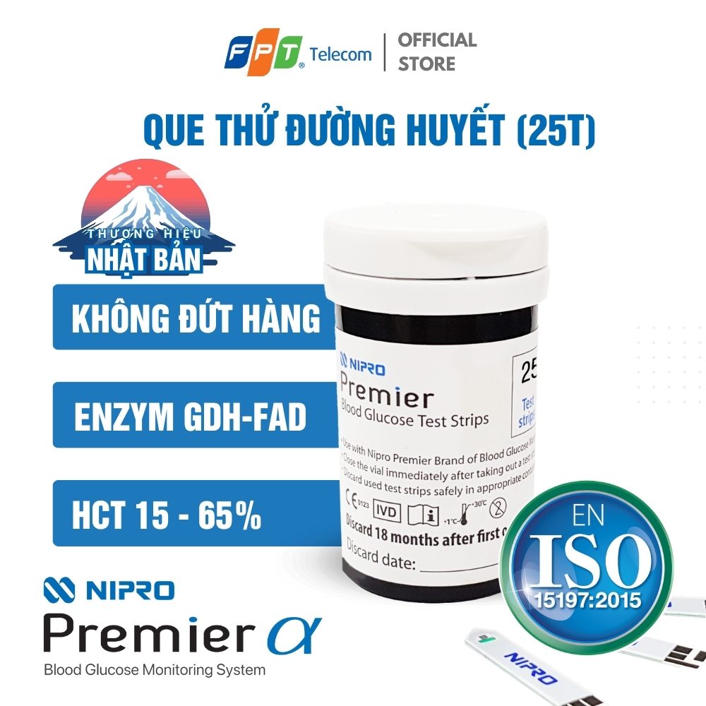 Que thử đường huyết NIPRO Premier - Hộp 25 Que