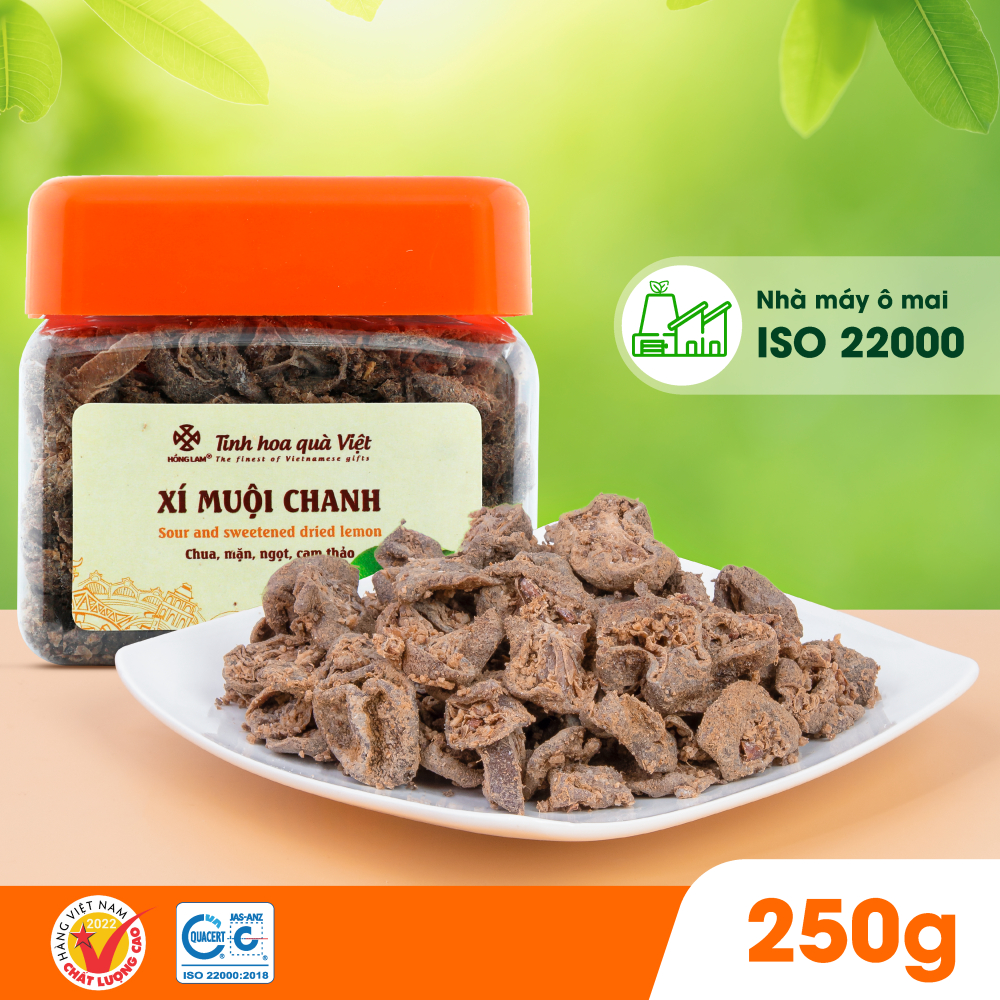 Xí muội chanh Hồng Lam, dạng hộp (200gr, 300gr) có vị chua, mặn, ngọt