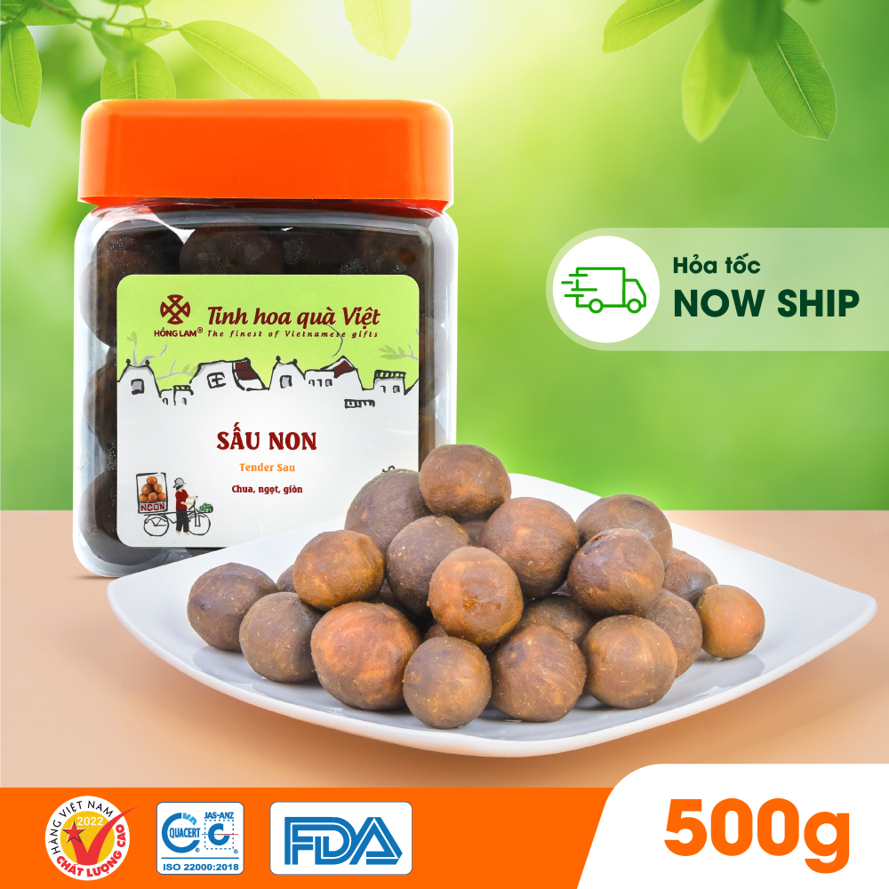 Ô mai  sấu non Hồng Lam, gói , túi zip . Có vị chua, ngọt, giòn hộp