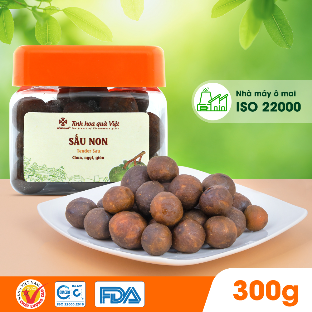 Ô mai (xí muội) sấu non Hồng Lam, gói (200gr, 300gr, 500gr), túi zip (100gr). Có vị chua, ngọt, giòn hộp