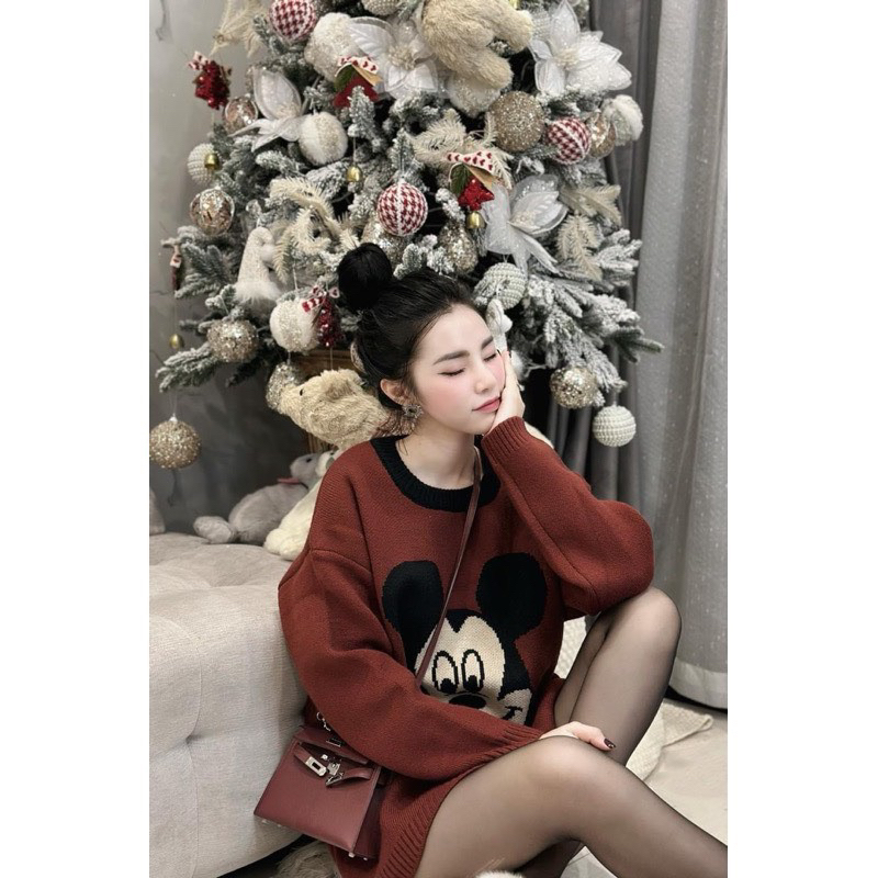 Áo len mickey bo cổ dáng thụng siêu xinh A1351