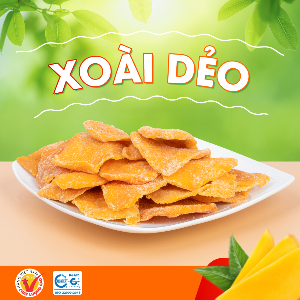 Xoài dẻo Hồng Lam, dạng hộp( 200gr, 300gr, 500gr ). Có vị thơm, dẻo ngọt