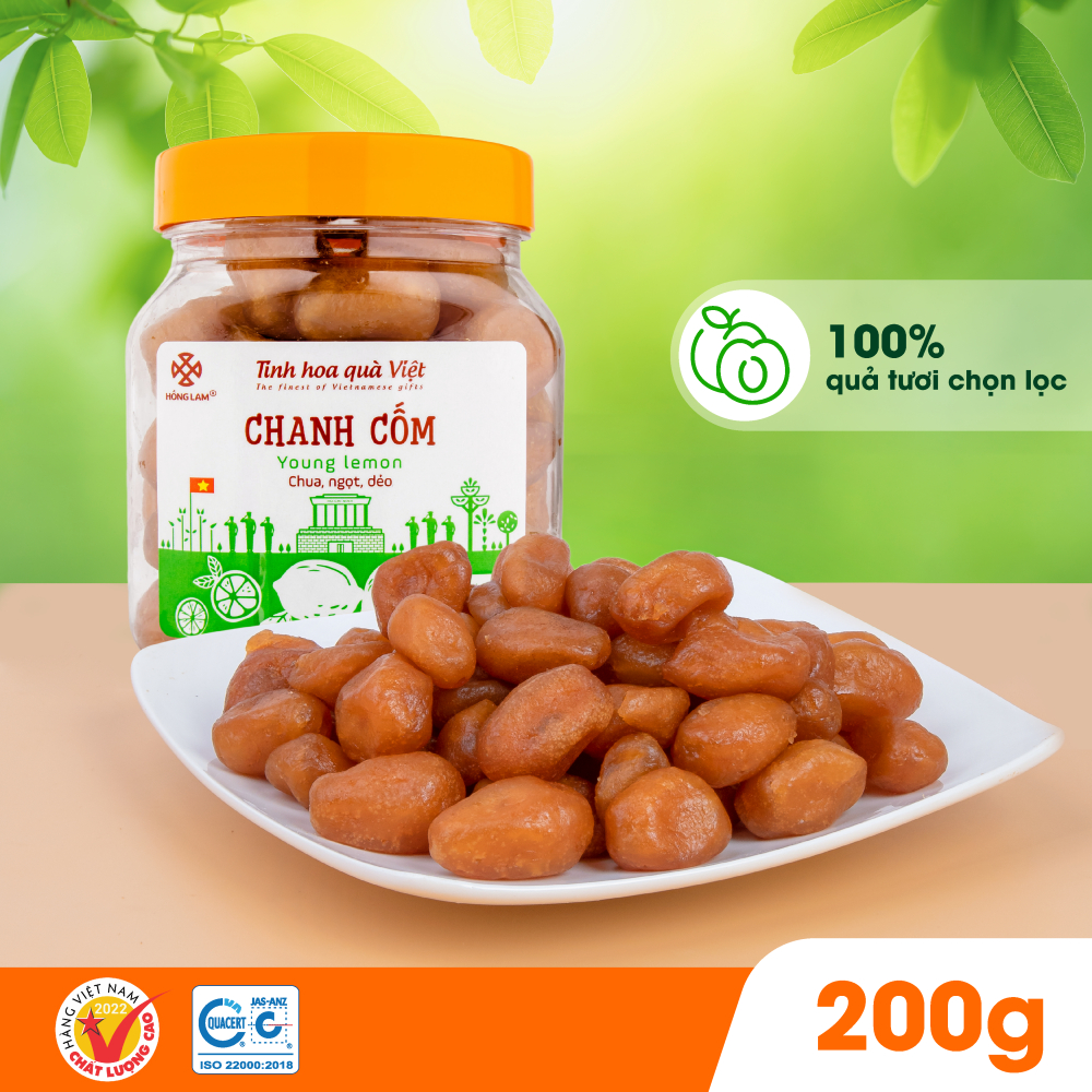 Ô mai  chanh cốm Hồng Lam, hộp . Có vị ngọt, thơm