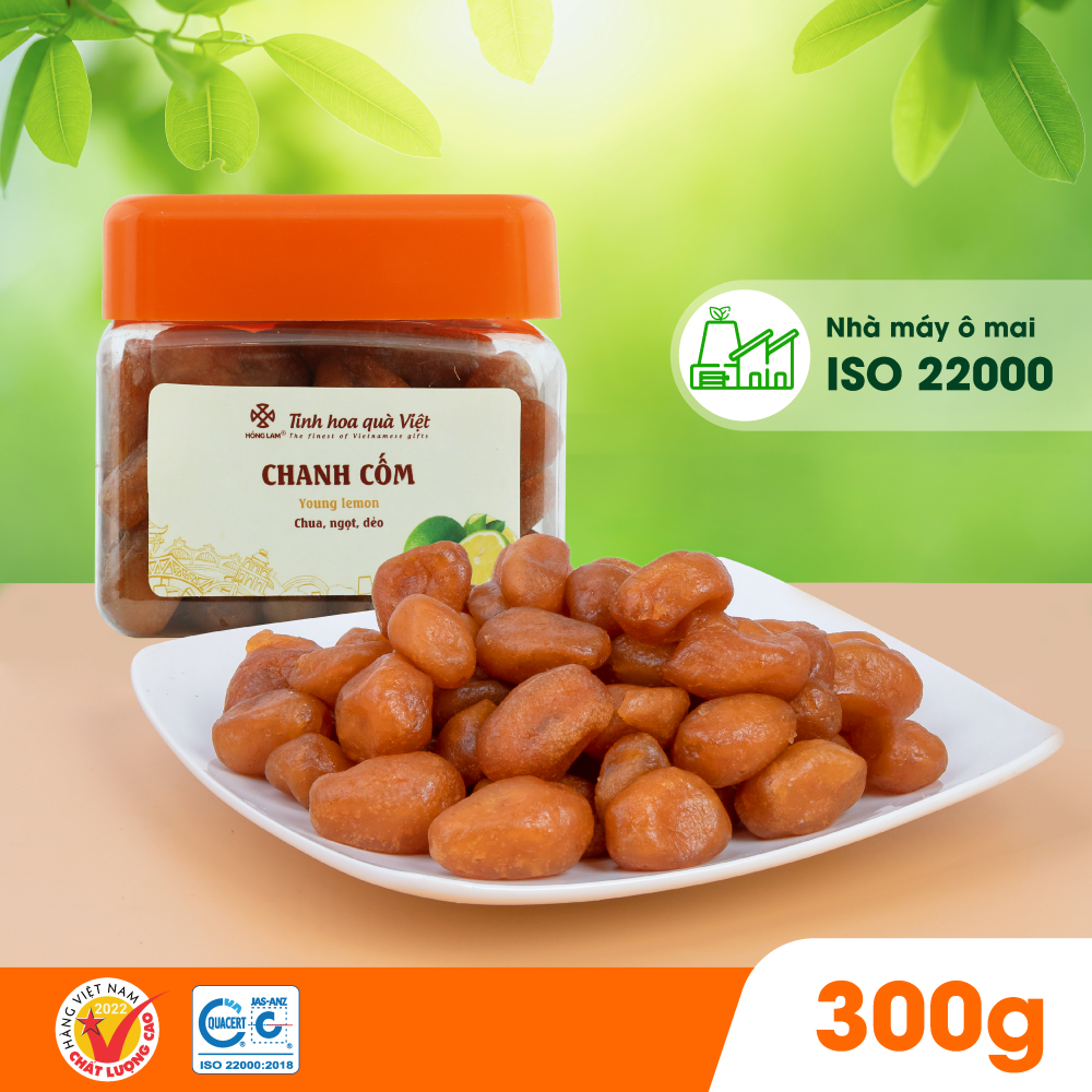 Ô mai  chanh cốm Hồng Lam, hộp . Có vị ngọt, thơm