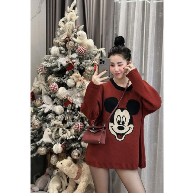 Áo len mickey bo cổ dáng thụng siêu xinh A1351