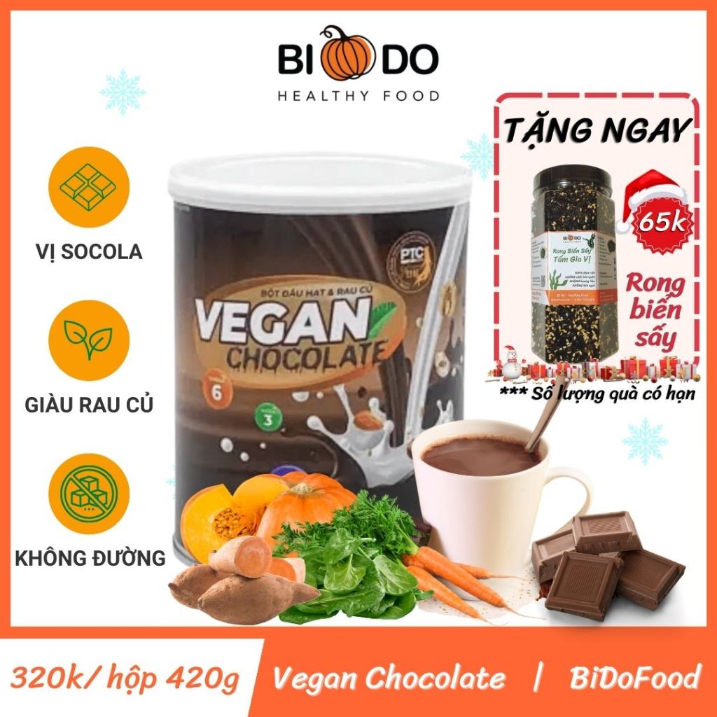 Sữa Hạt Sô Cô La Dinh Dưỡng Cho Bé 420g - Bí Đỏ Food - Bột Protein Thực Vật Vegan Vị Chocolate