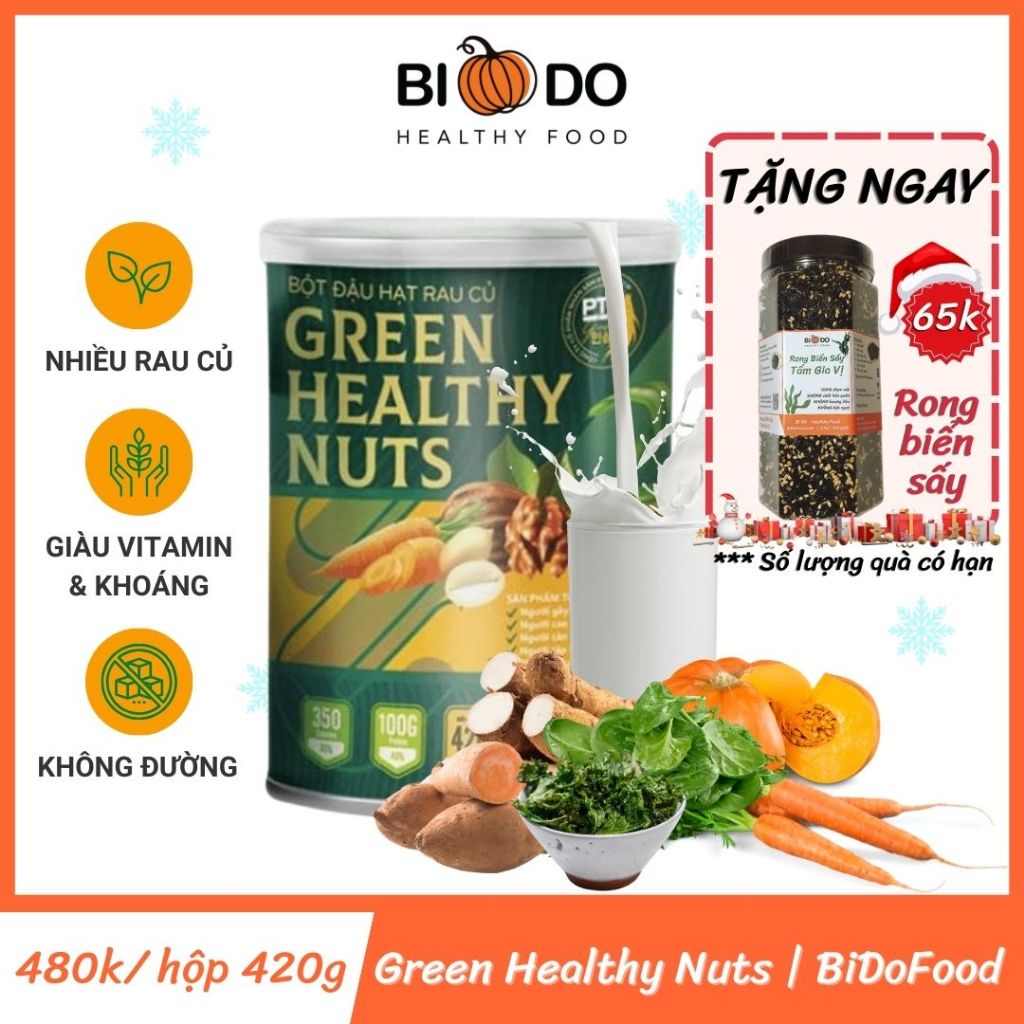 Sữa Bột Đậu Hạt Rau Củ Green Healthy Nuts 420g - Bí Đỏ Food - Protein Thực Vật Cao Cấp