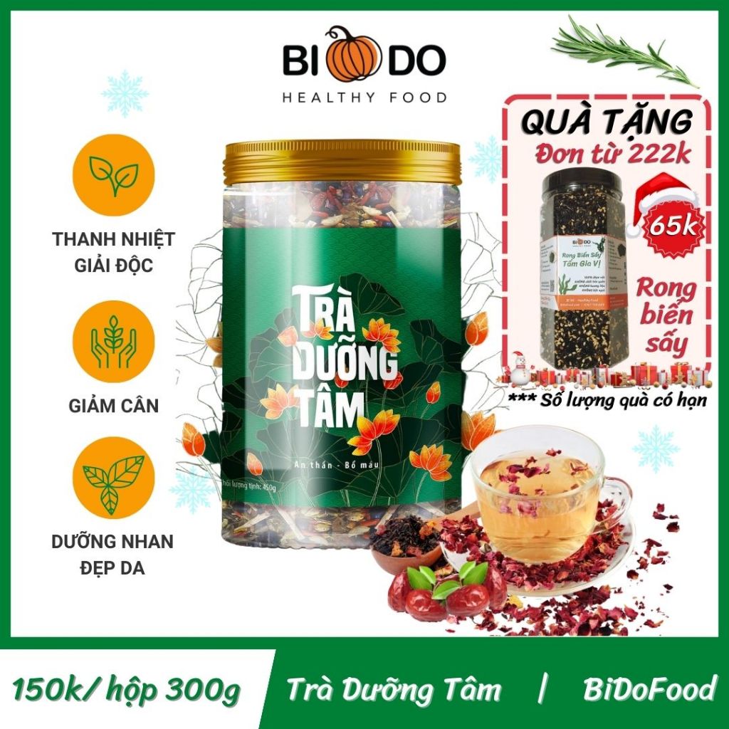 Trà Dưỡng Tâm Dưỡng Nhan Đẹp Da 300g - Bí Đỏ Food - Trà Thải Độc Gan Giảm Cân