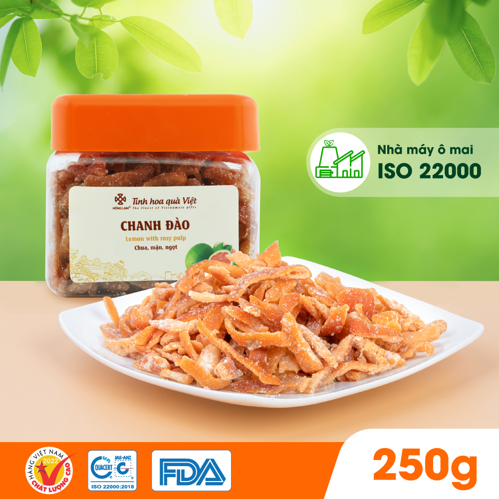 Ô mai (xí muội) chanh đào Hồng Lam, dạng hộp (200gr, 250gr,450gr). Có vị ngọt, thơm