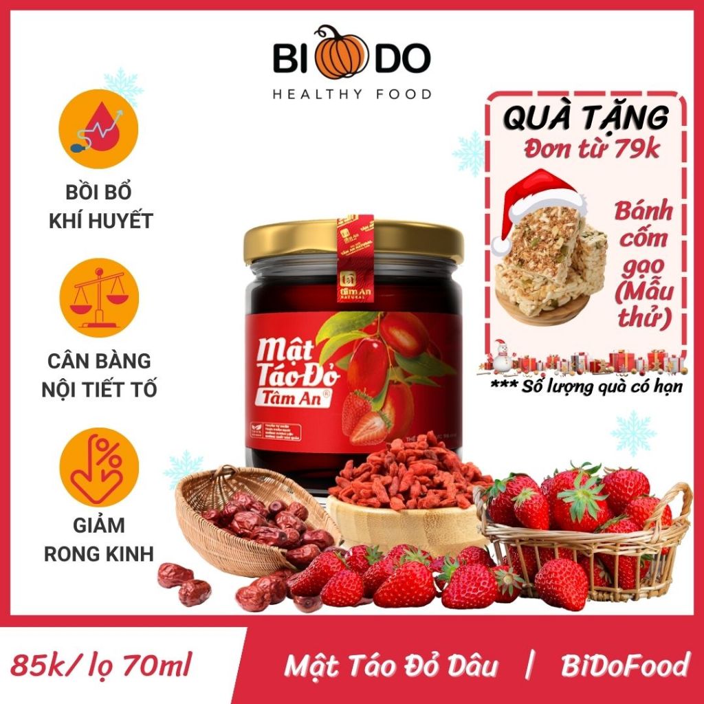Mật Táo Đỏ Dâu Tâm An 70ml - Bí Đỏ Food - Điều Hòa Khí Huyết Cân Bằng Nội Tiết Tố