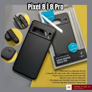 Ốp lưng Google Pixel 8 + Pro sần chống sốc Nillkin Super Frosted Shield Pro chống bám mồ hôi, chống trượt