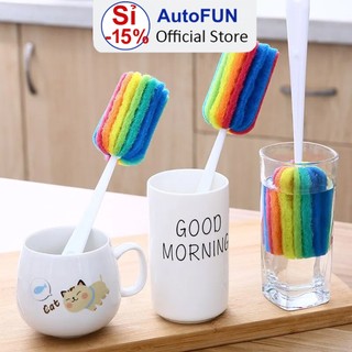Cây rửa cốc ly 7 màu - dụng cụ cọ bọt biển rửa vệ sinh bình sữa