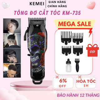 Tông đơ cắt tóc Kemei KM-735, tăng đơ hớt tóc cầm tay sạc pin tiện lợi cho bé và gia đình