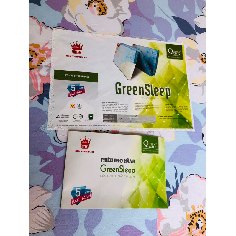 NỆM CAO SU THIÊN NHIÊN VẠN THÀNH GREEN SLEEP GẤP 3 (DÀY 5cm,7,5cm)