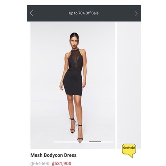 Đầm Nữ Body Cổ Lọ Sát Nách Basic phối lưới 2 màu Forever21 bảo châu shop vnxk