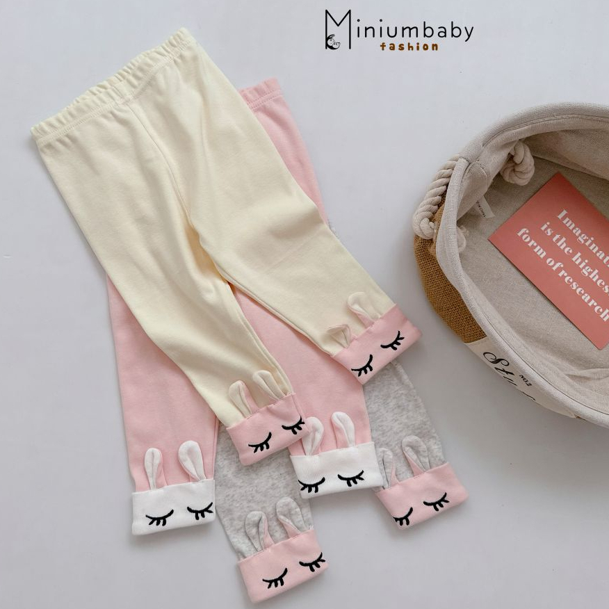 Quần legging cho bé gái tai thỏ đáng yêu điệu đà chất liệu 100% cotton, miniumbabyfashion QD1636
