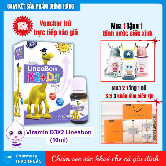 (Chính Hãng) LineaBon K2+D3.Bổ Sung Vitamin K2D3 Tăng Cường Hấp Thu Canxi Tối Đa Trẻ Cao Lớn Khỏe Mạnh