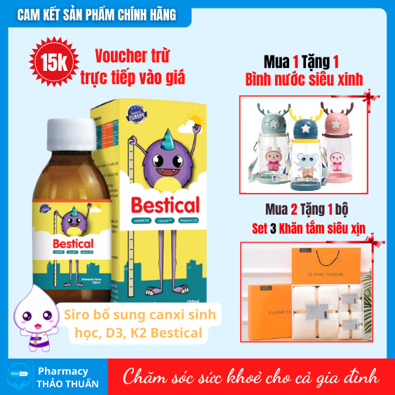 Bestical bổ sung Canxi vitamin d3 k2 giúp xương và răng chắc khỏe tăng chiều cao cho bé