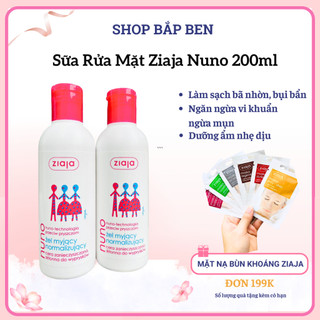 Sữa rửa mặt Ziaja Nuno 200ml dạng gel ngừa mụn trắng da cho da dầu và da hỗn hợp, không gây kích ứng - Shop Bắp Ben