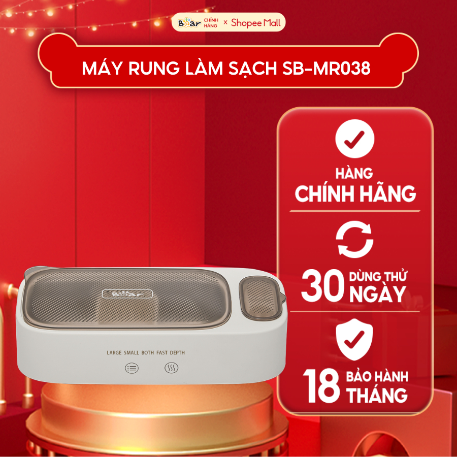 Máy Rửa Trang Sức Bằng Sóng Âm Bear Vệ Sinh Kính Mắt Lens Đồng Hồ Phụ Kiện Trang Sức Cọ Trang Điểm SB-MR038