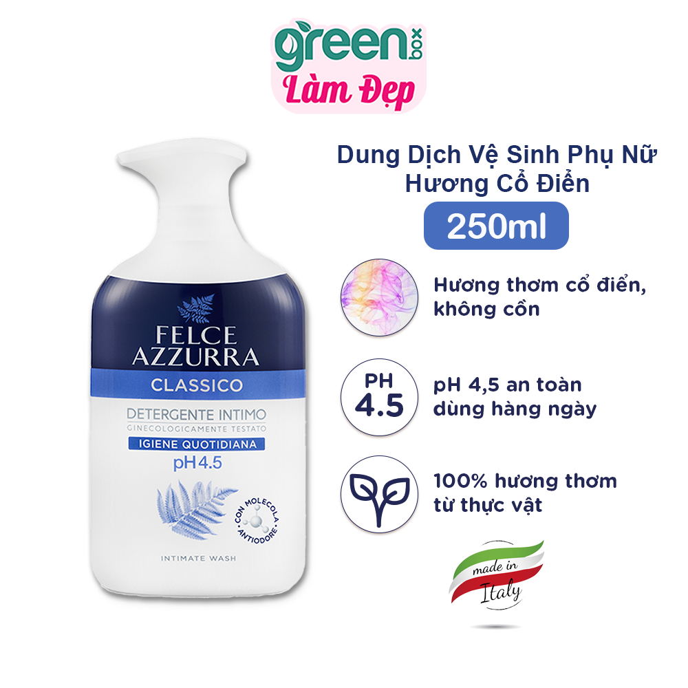 Dung Dịch Vệ Sinh Phụ Nữ FELCE AZZURRA Cân Bằng Độ PH Hương Nước Hoa Cổ Điển Xuất Xứ Ý Dưỡng Ẩm, Làm Sạch, Khử Mùi 250ml