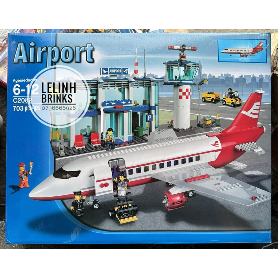 Xếp Hình City C 2082 Sân Bay Thành Phố Phiên Bản Đỏ 703 Mảnh