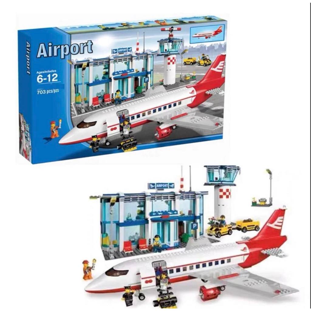 Xếp Hình City C 2082 Sân Bay Thành Phố Phiên Bản Đỏ 703 Mảnh