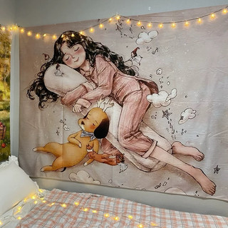 Tranh vải treo tường phòng ngủ hình Anime cô gái dễ thương