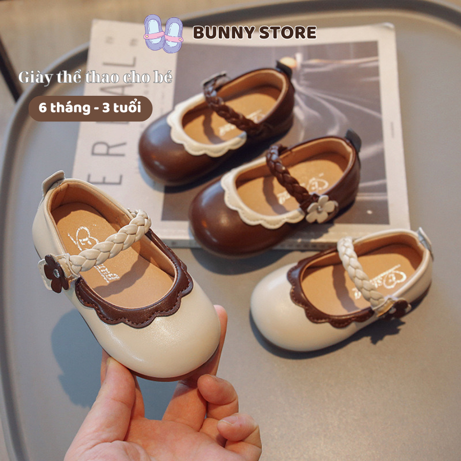 Giày bé gái tập đi búp bê phong cách Hàn Quốc Bunny Store, giày cho bé gái sơ sinh từ 6 tháng đến 3 tuổi da mềm GTD24