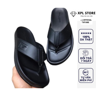 dép xỏ ngón da bò nam  cao cấp đế 2 lớp pu chống đau chân, êm ái sang trọng cao 3cm H01