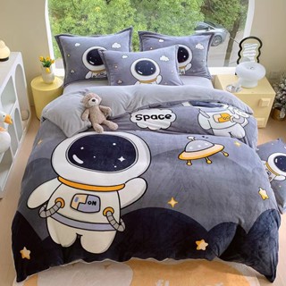 [FREESHIP] Bộ chăn ga gối ga giường nỉ nhung 3D mẫu phi hành gia, gấu bear, khủng long cute mới nhất 2024 - drap giường