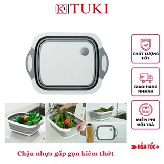 Chậu nhựa gấp gọn kiêm thớt đa năng, tiện dụng