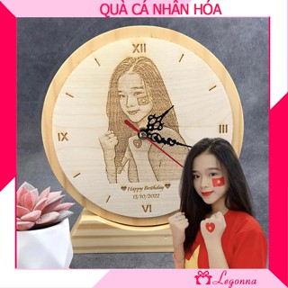 Quà Tặng Sếp, Đồi Tác, Khách Hàng Cao Cấp, Sang Trọng -  Đồng Hồ Gỗ Để Bàn Khắc Laser Hình Ảnh Theo Yêu Cầu DH05