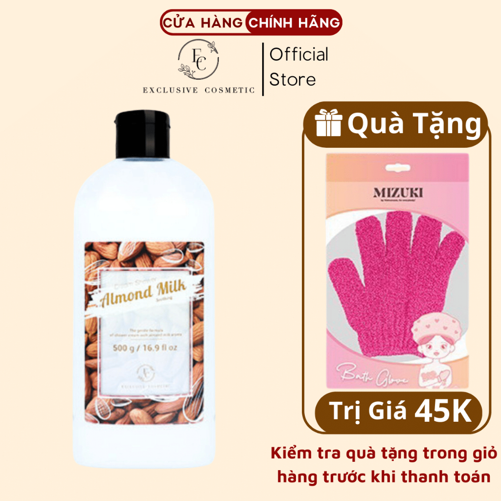 Sữa Tắm Hương Hạnh Nhân Exclusive Cosmetic Dành Cho Làn Da Khô Giúp Làm Sáng Và Mịn Màng Da Dung Tích 500g