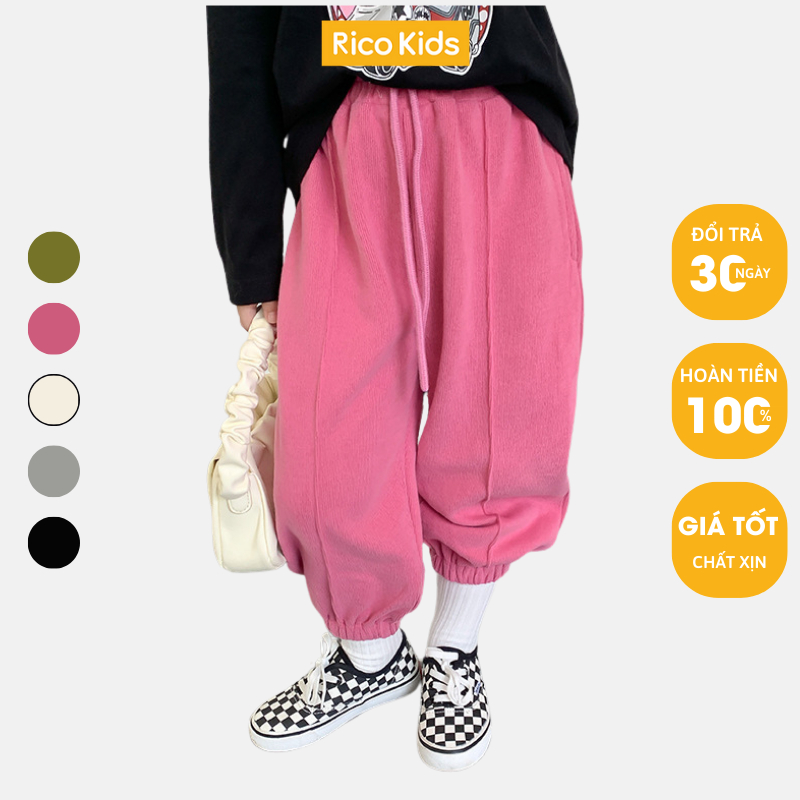 Quần nỉ dài jogger từ 10-35kg cho bé gái, bé trai mềm mại dày dặn không bai nhão phai màu chính hãng Ambb Kids mã X010