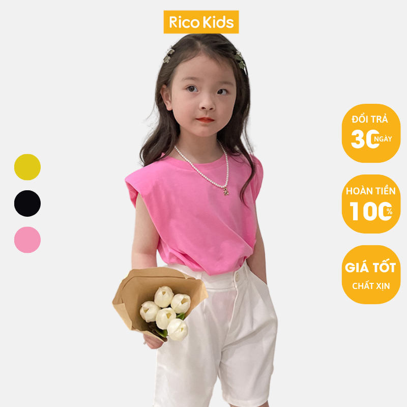 Áo sát nách có lót vai mùa hè cho bé gái 8-33kg chất vải cotton mềm dáng sành điệu, năng động mã V006