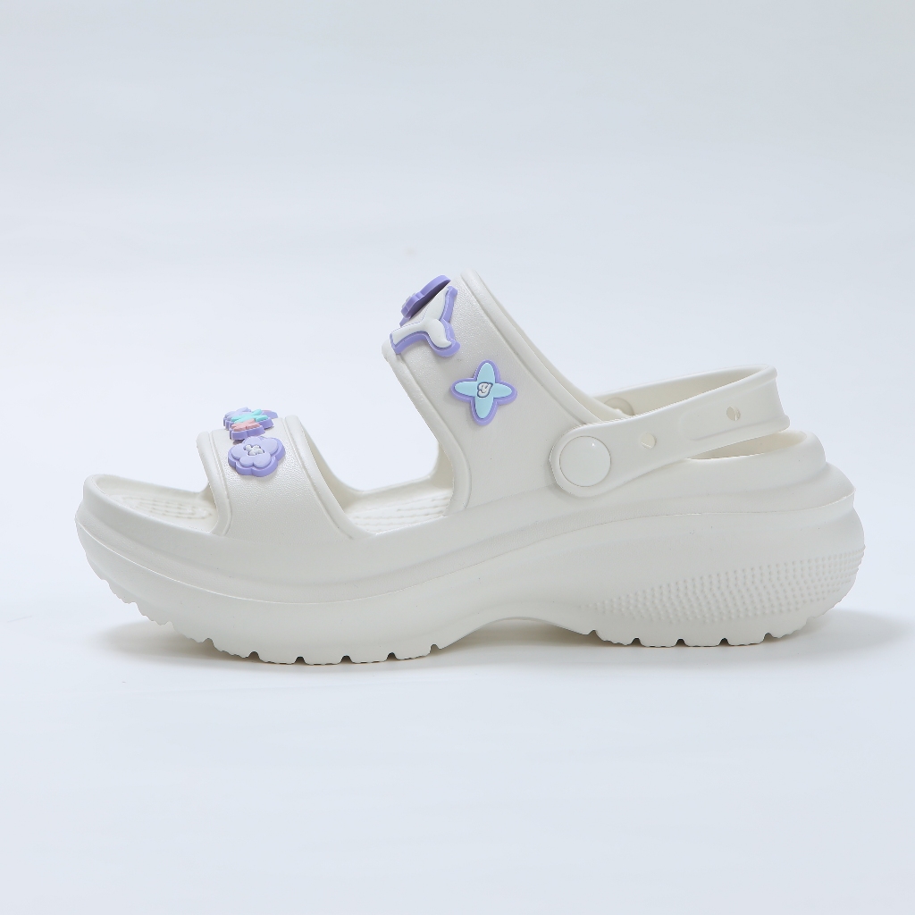 Sandal nữ đế cao  có quai hậu độn đế 6cm MayTo kèm 14 Charm dễ thương màu trắng, hồng, đen DS-04